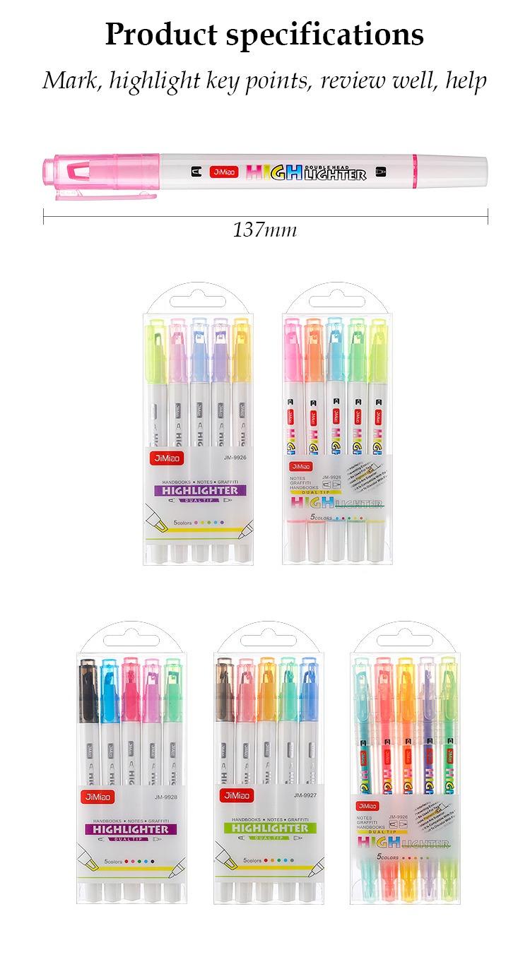 product show-JiMiao Double Headed Visible Window Highlighters Markers Set