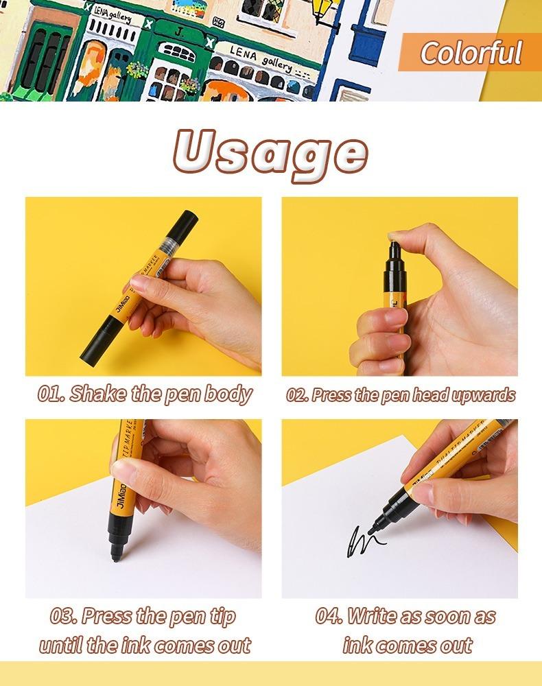 usage-JiMiao Double-headed Valve Acrylic Coloring Marker Set