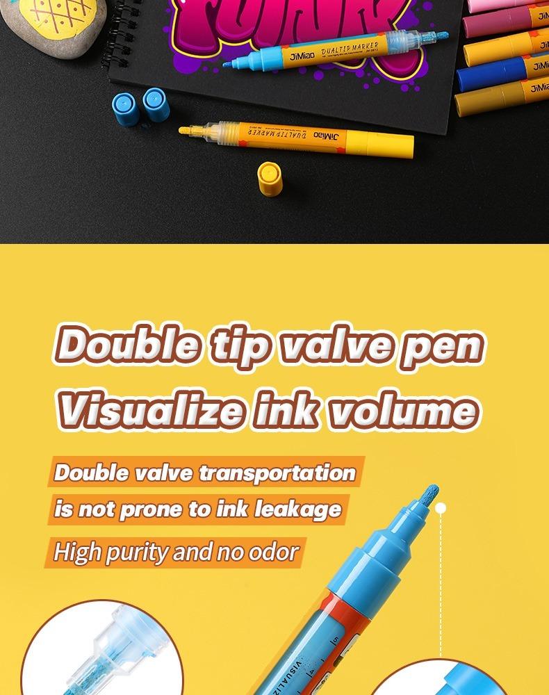 JiMiao Double-headed Valve Acrylic Coloring Marker Set