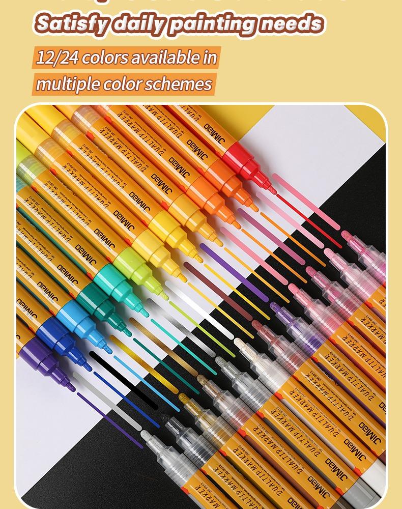 JiMiao Double-headed Valve Acrylic Coloring Marker Set