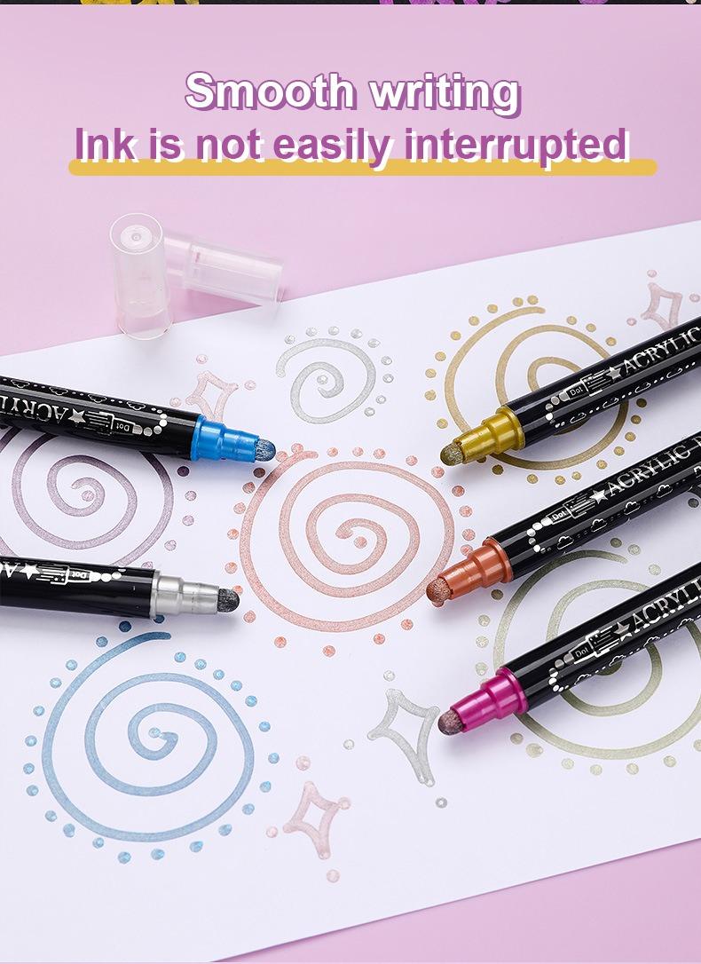 smooth writing -JiMiao Double-Headed Acrylic Metal Coloring Markers Set