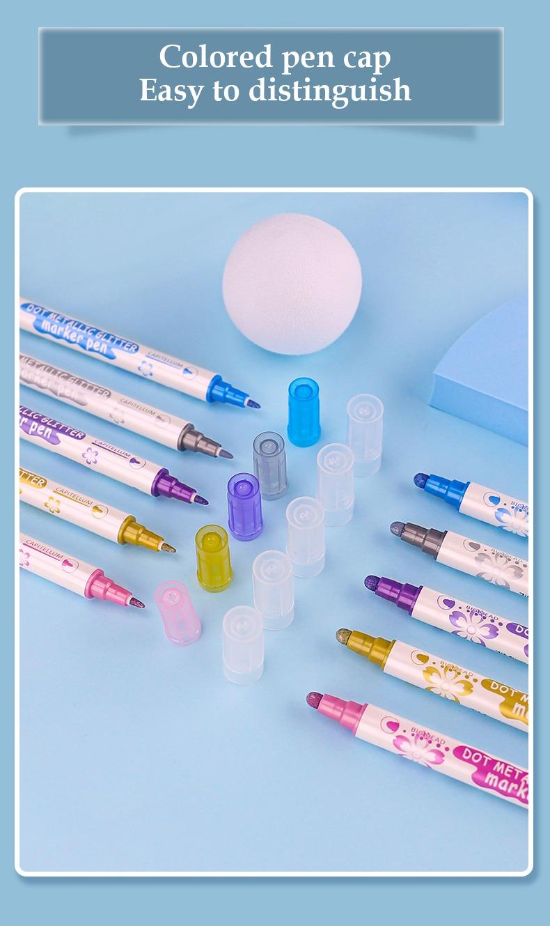 Colored pen cap easy to distinguish-JiMiao Colorful Metallic Drawing Markers pen