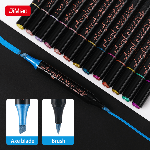 JiMiao Double-headed Metal Acrylic Markers Set