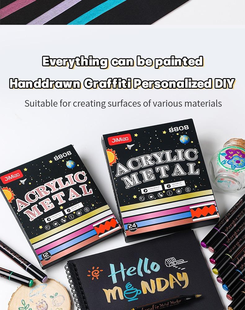 JiMiao Double-headed Metal Acrylic Markers Set