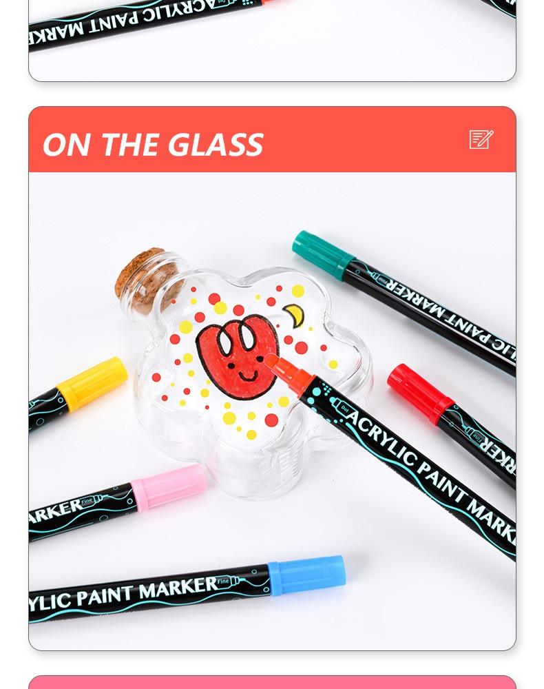 JiMiao Double-headed Gouache Acrylic Coloring Marker Pen