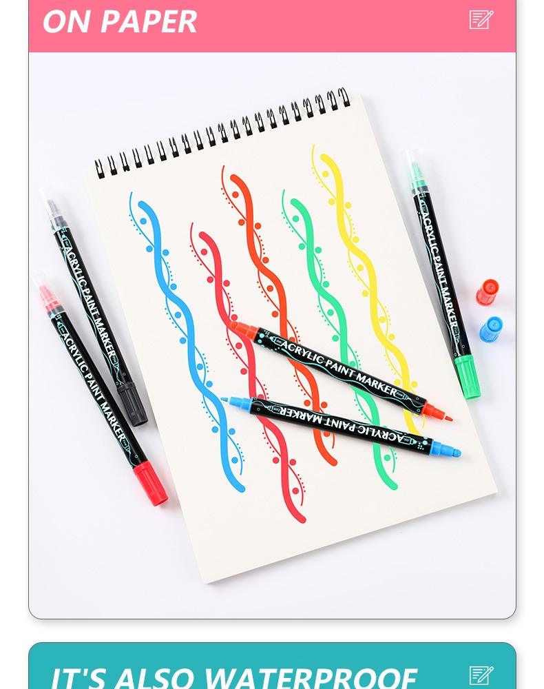 JiMiao Double-headed Gouache Acrylic Coloring Marker Pen