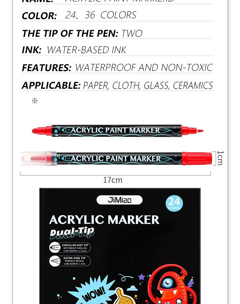 product information-JiMiao Double-headed Gouache Acrylic Coloring Marker Pen