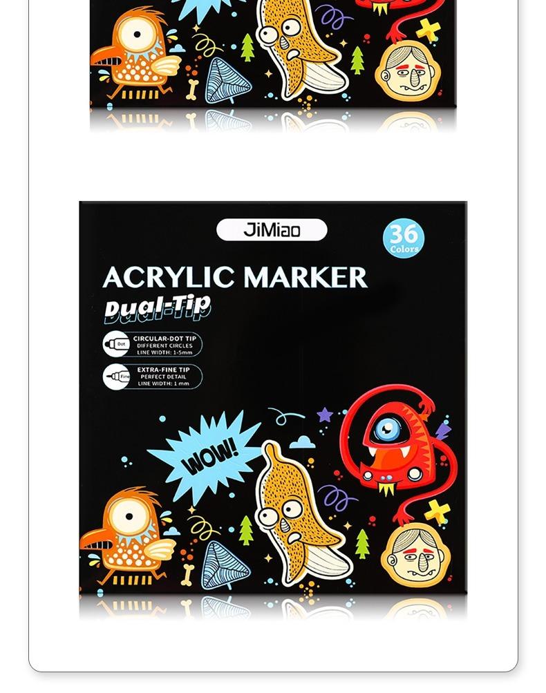 JiMiao Double-headed Gouache Acrylic Coloring Marker Pen