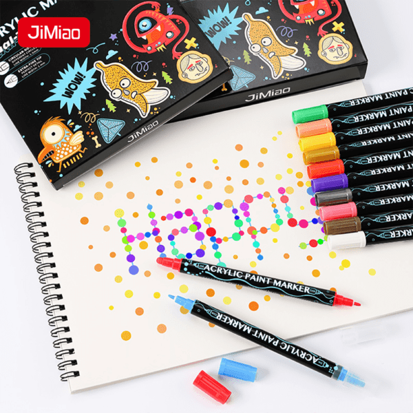 JiMiao Double-headed Gouache Acrylic Coloring Marker Pen
