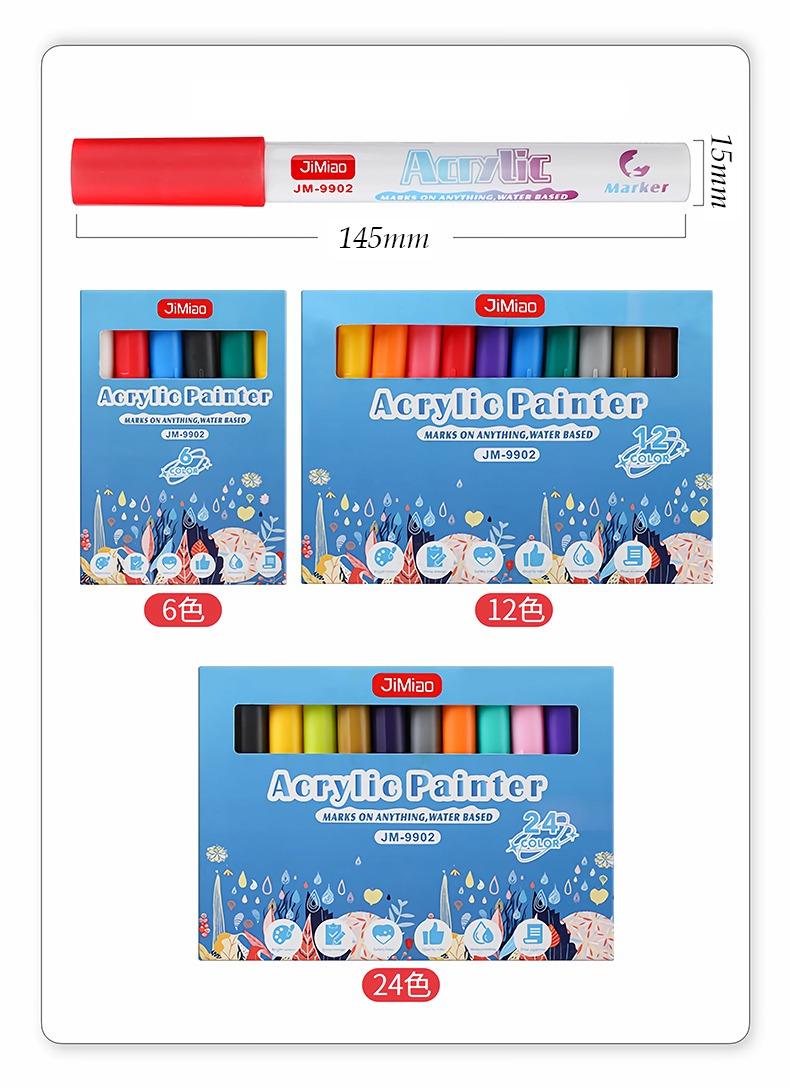 product size-Acrylic Valve Coloring Markers Set