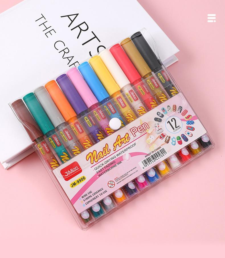 JiMiao Colorful Nail Art Coloring Marker Pens Set