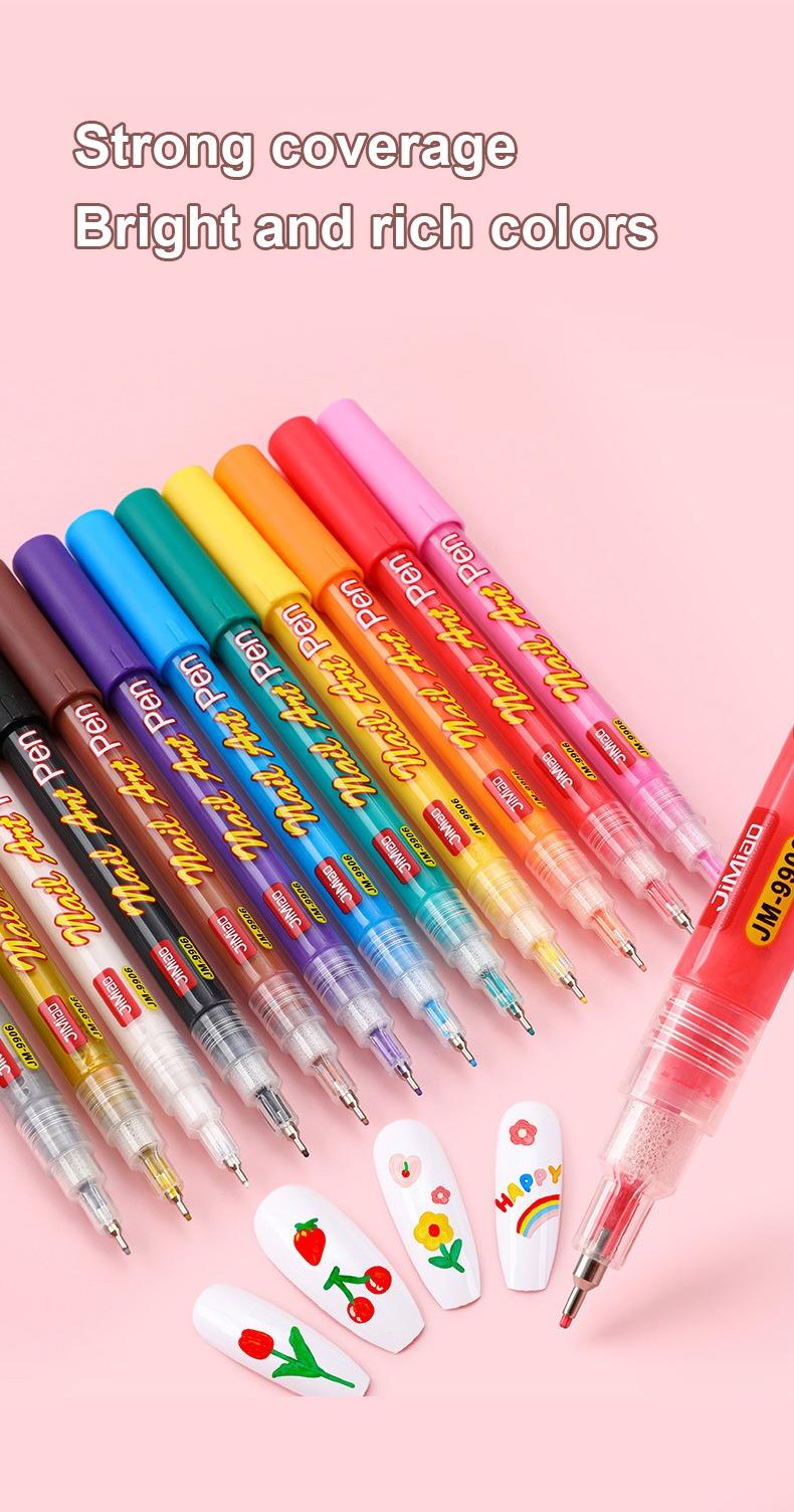 Steong coverage bright and rich colors-JiMiao Colorful Nail Art Coloring Marker Pens Set