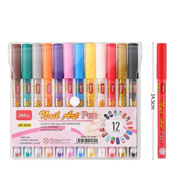 JiMiao Colorful Nail Art Coloring Marker Pens Set