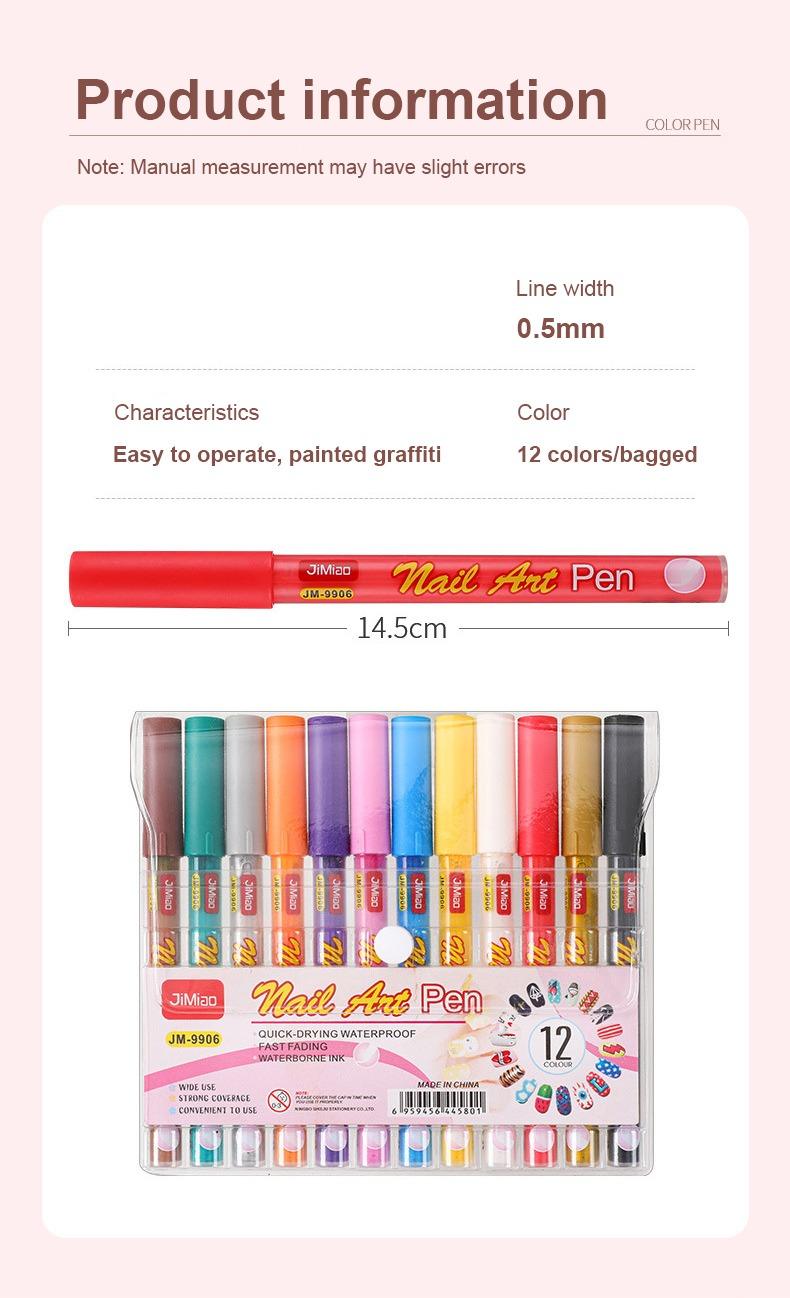 product information-JiMiao Colorful Nail Art Coloring Marker Pens Set