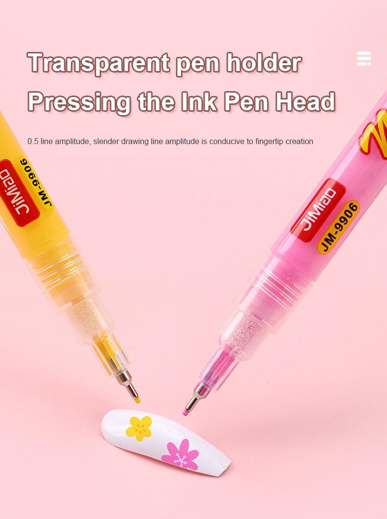 Transparent pen holder pressing the ink pen head-JiMiao Colorful Nail Art Coloring Marker Pens Set
