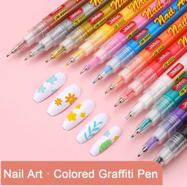 JiMiao Colorful Nail Art Coloring Marker Pens Set