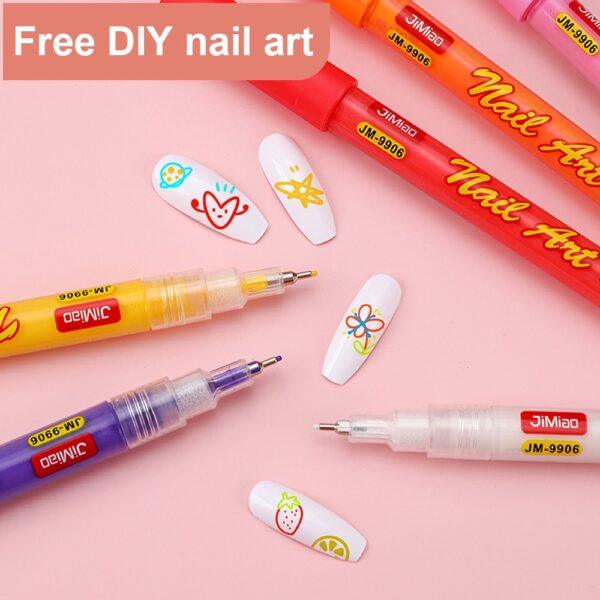 JiMiao Colorful Nail Art Coloring Marker Pens Set