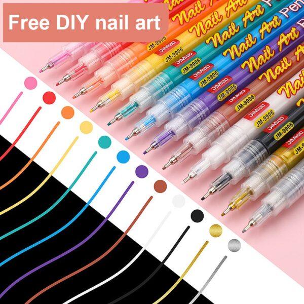 JiMiao Colorful Nail Art Coloring Marker Pens Set