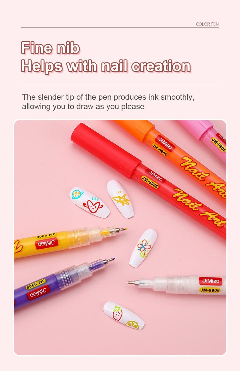 JiMiao Colorful Nail Art Coloring Marker Pens Set