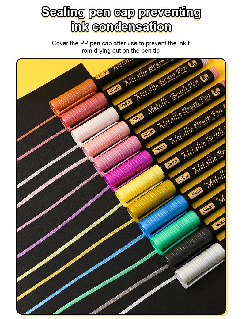 sealing pen cap preventing ink condensation-JiMiao Soft-Head Coloring Metal Marker Pen Set