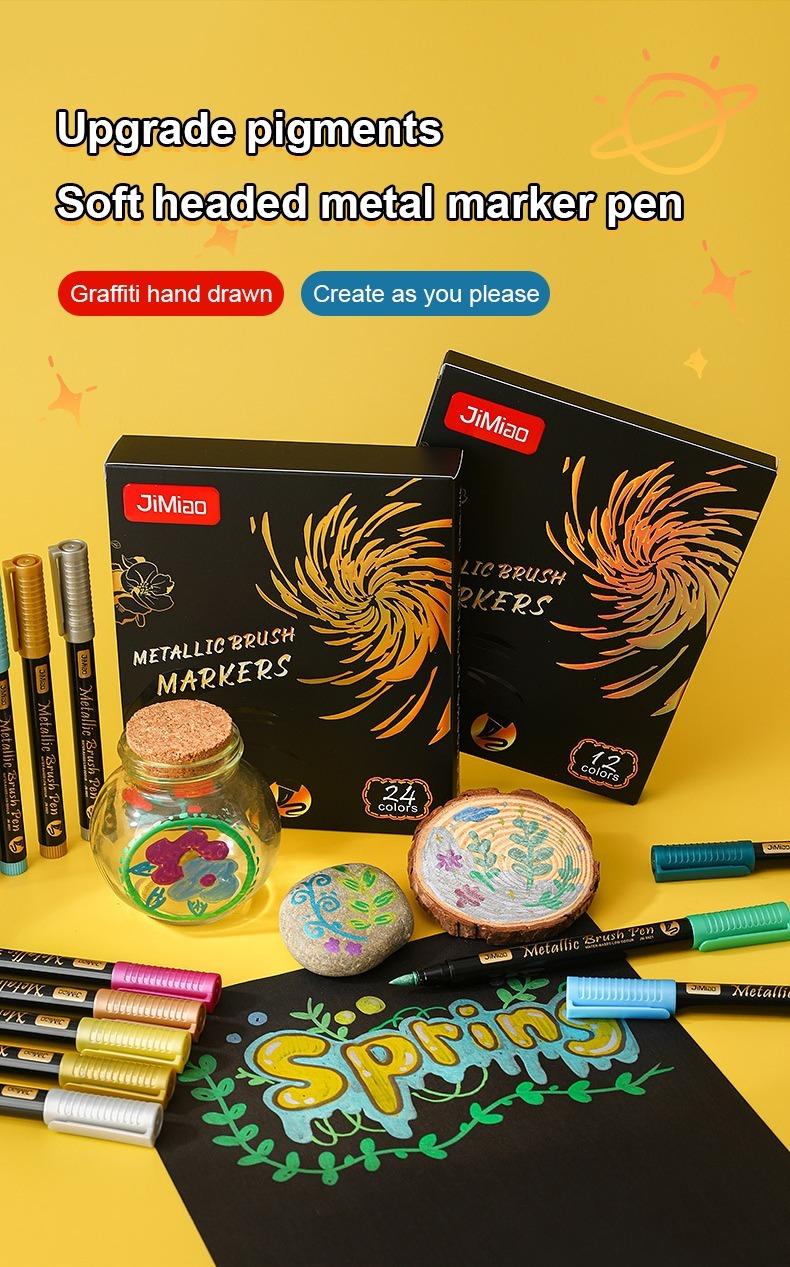 JiMiao Soft-Head Coloring Metal Marker Pen Set