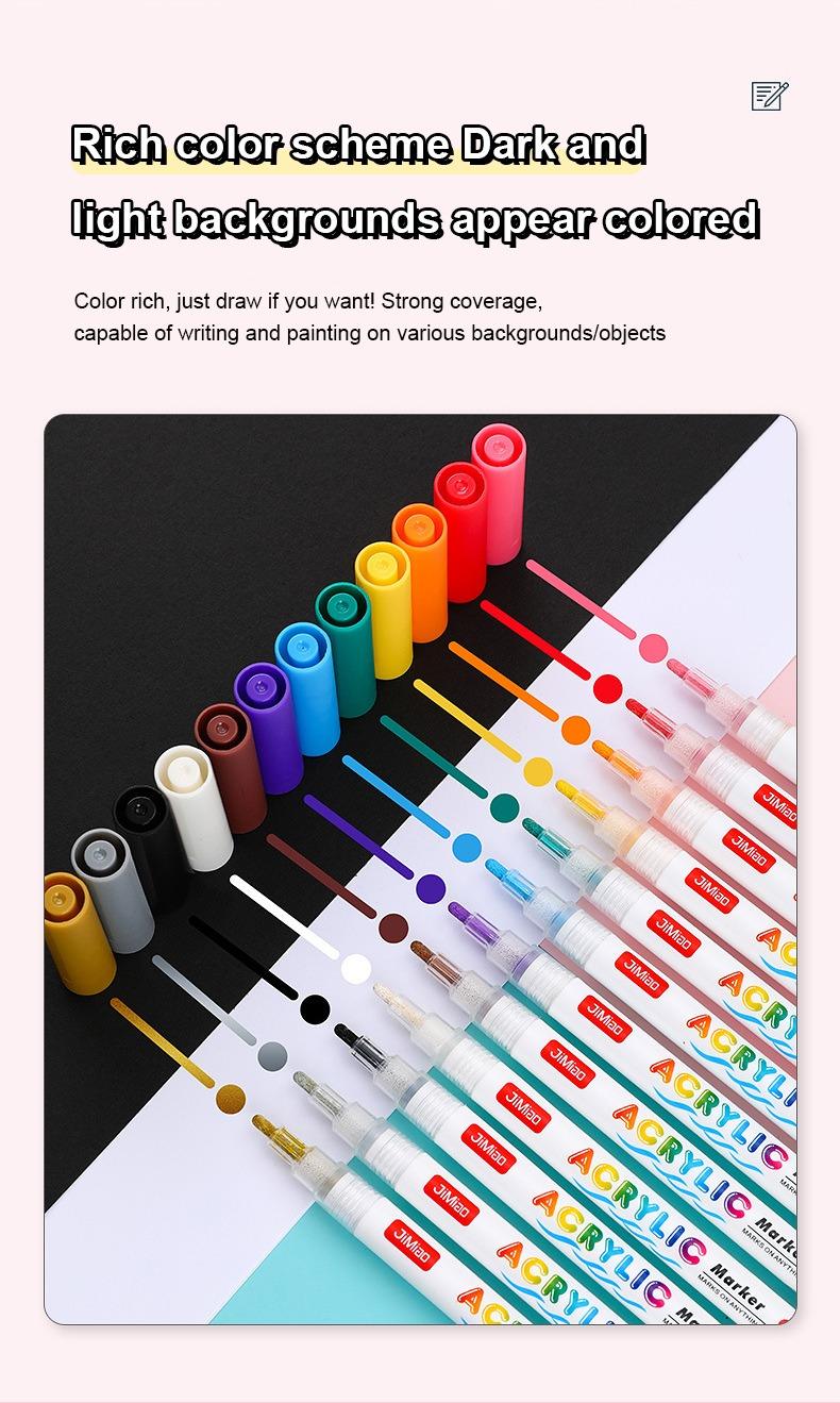 Rich Color Scheme Dark and Light backgrounds appear coloredJiMiao Valve Acrylic Coloring Marker Pen Set