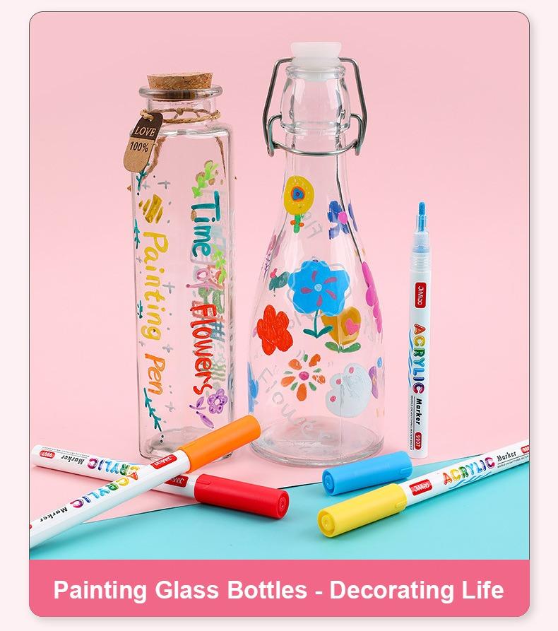 painting glass bottles-JiMiao Valve Acrylic Coloring Marker Pen Set