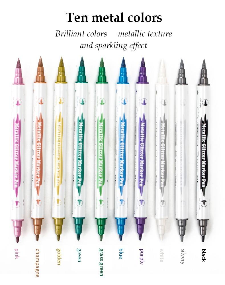 Ten metal colors-JiMiao Double-headed Metal Marker Pen