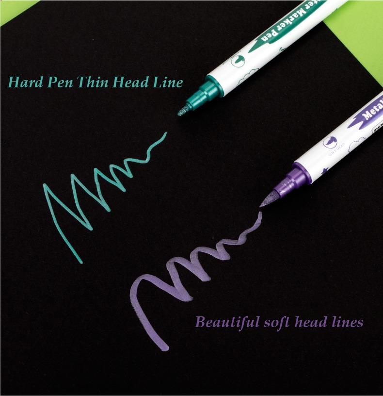 Hard pen thin head line-JiMiao Double-headed Metal Marker Pen